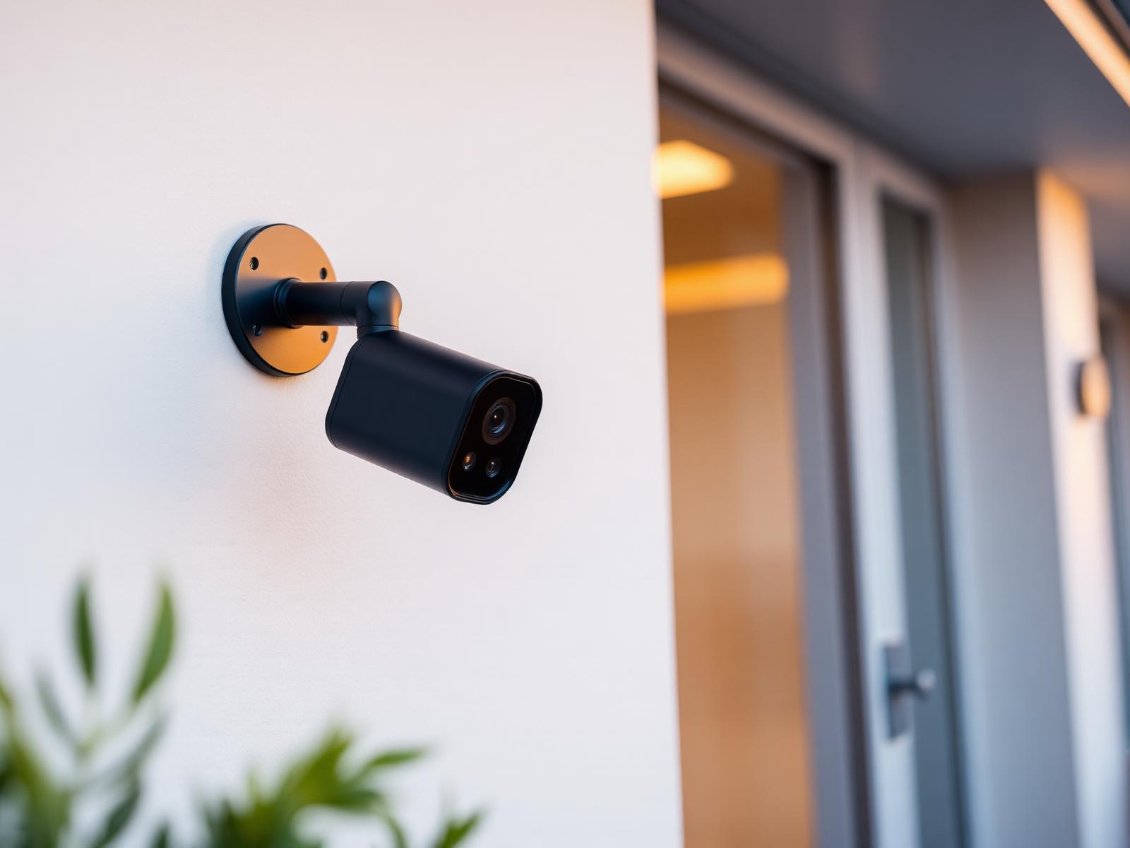 Câmera de segurança inteligente instalada em residência